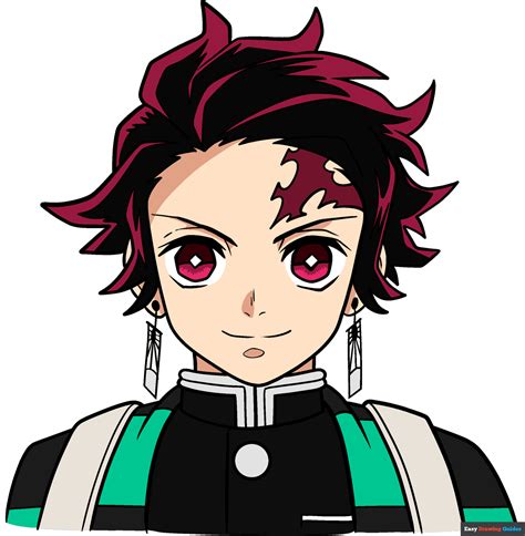 Then, add the details of the visible elements of the clothing and <strong>draw</strong> his hair with lots of lines separating the locks. . Drawing tanjiro
